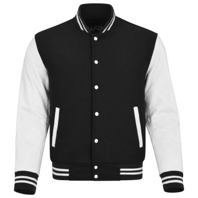 Varsity Jacket Black with White Sleeves