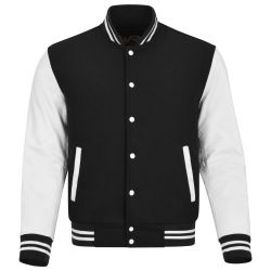 Varsity Jacket Black with White Sleeves