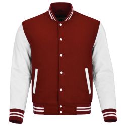 Varsity Jacket Burgundy with White Sleeves