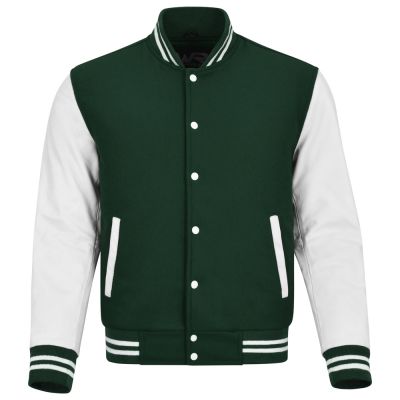 Varsity Jacket Green with White Sleeves