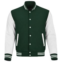 Varsity Jacket Green with White Sleeves
