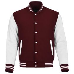 Varsity Jacket Maroon with White Sleeves
