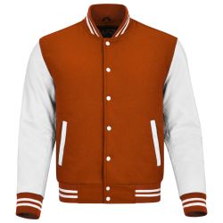 Varsity Jacket Orange with White Sleeves
