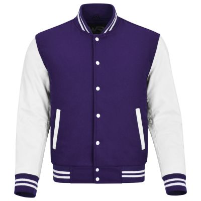 Varsity Jacket Purple with White Sleeves