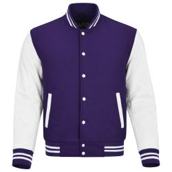Varsity Jacket Purple with White Sleeves