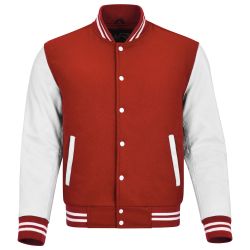 Varsity Jacket Red with White Sleeves