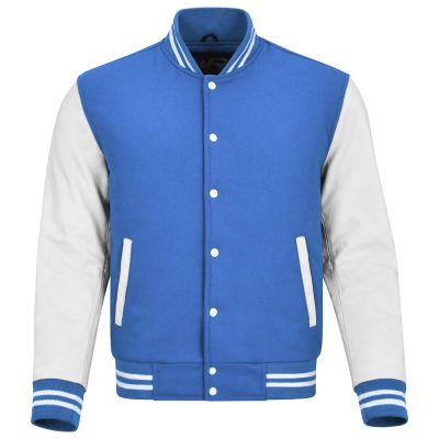 Varsity Jacket Sky Blue with White Sleeves