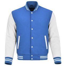 Varsity Jacket Sky Blue with White Sleeves
