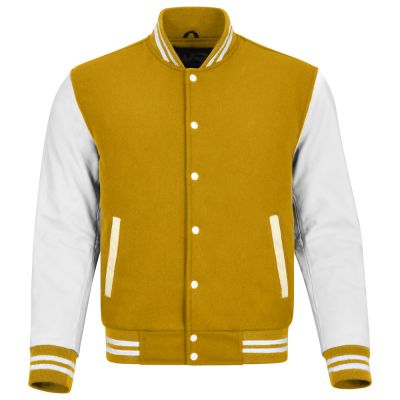 Varsity Jacket Yellow with White Sleeves