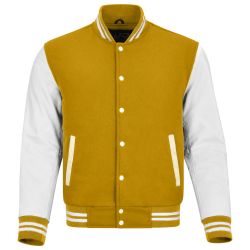 Varsity Jacket Yellow with White Sleeves