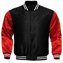Satin Varsity Jacket Red & Black