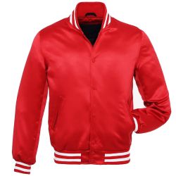 Satin Varsity Jacket Red