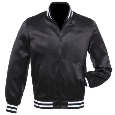 Satin Varsity Jacket Black