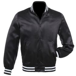 Satin Varsity Jacket Black