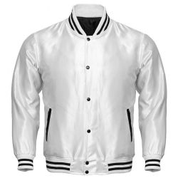 Satin Varsity Jacket White