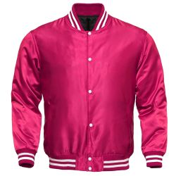 Satin Varsity Jacket Hot Pink
