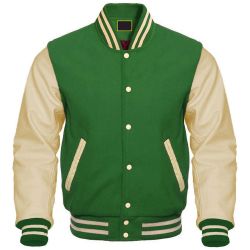 Leather Sleeves Varsity Green